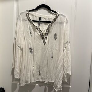 Design lab White and Silver beaded top